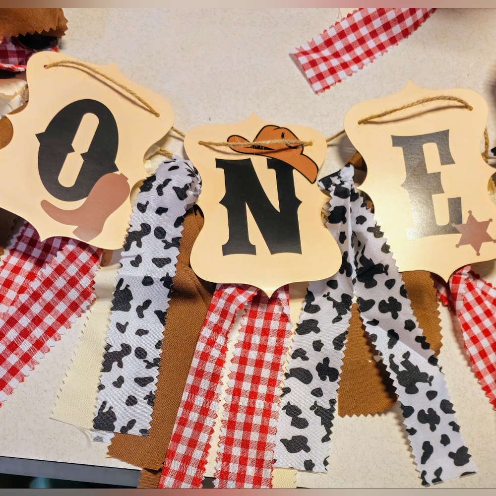 One Cowprint Like New Highchair Banners First Birthday $10
